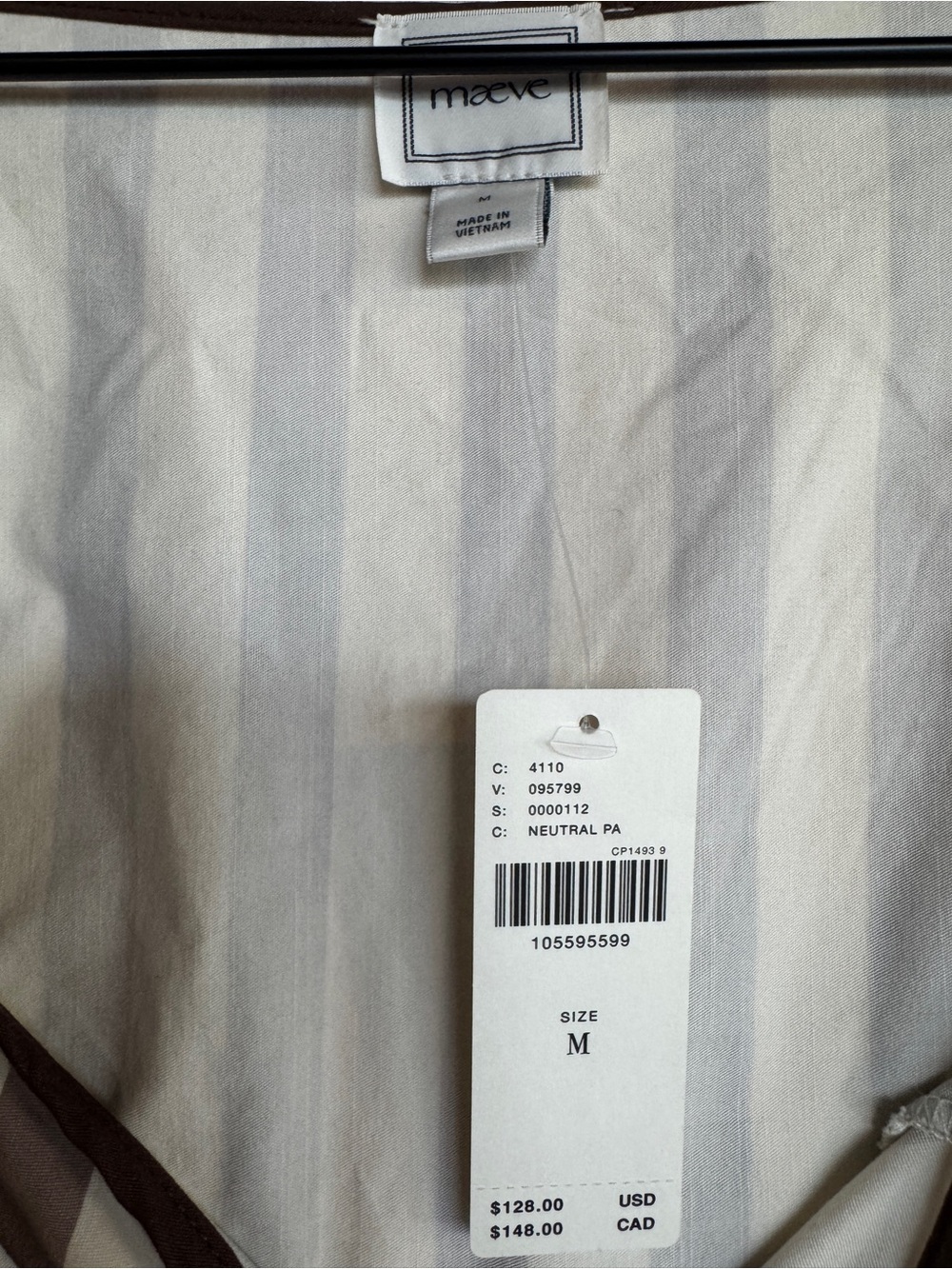 NWT Anthropologie Maeve Striped Square Neck Peplum Blouse Size M Brown White - Picture 6 of 13